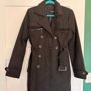 Rue21 Women's Y2K Black Double-Breasted Coat